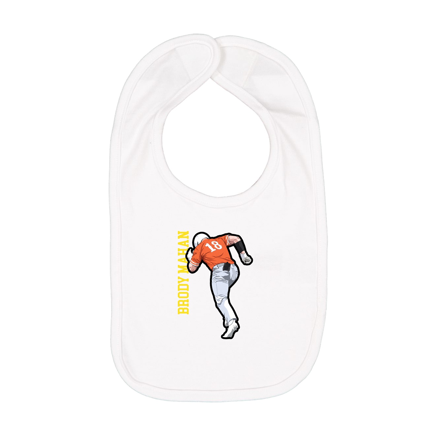 Infant Bib — Name Vertical in White