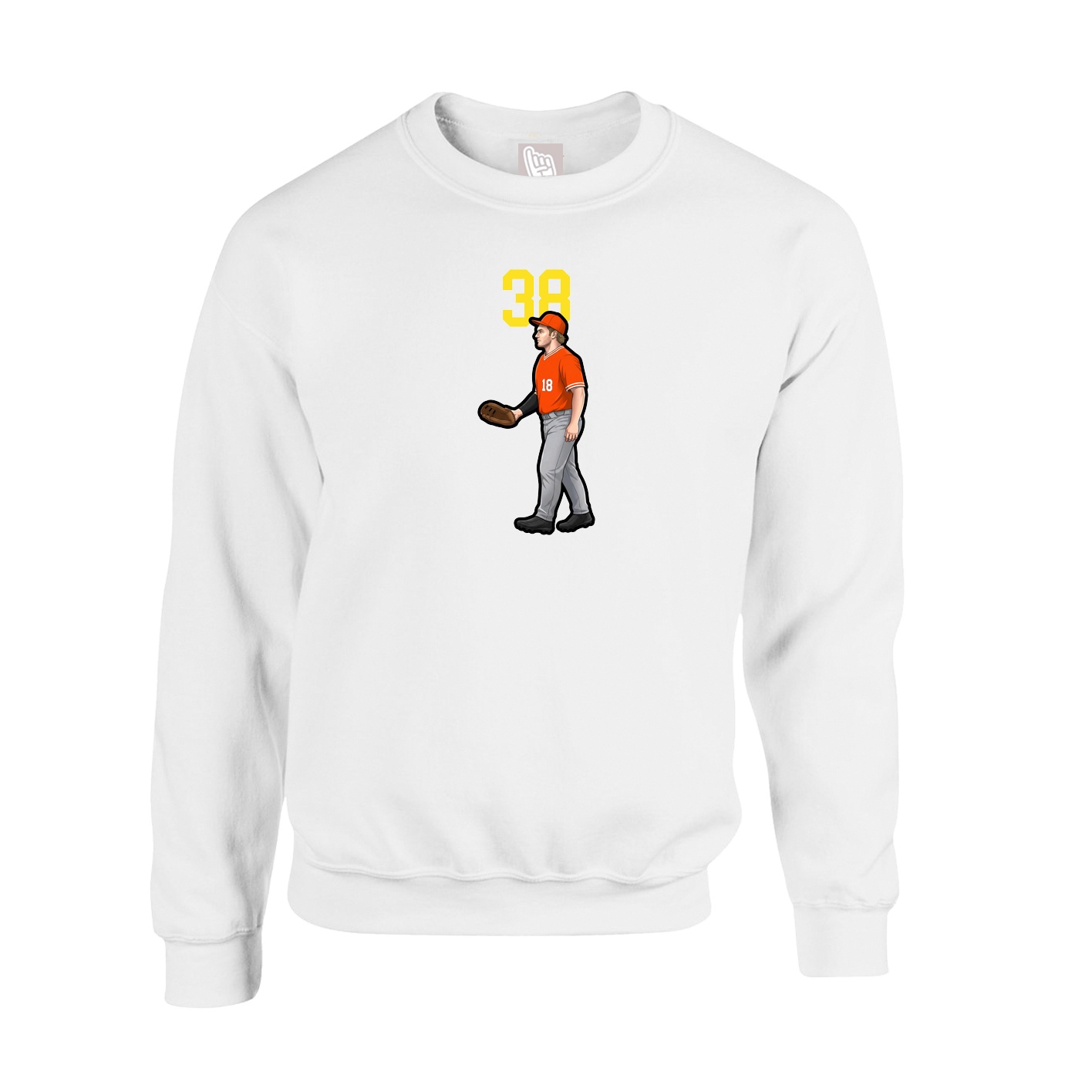 Fleece Crew — Number Top in White