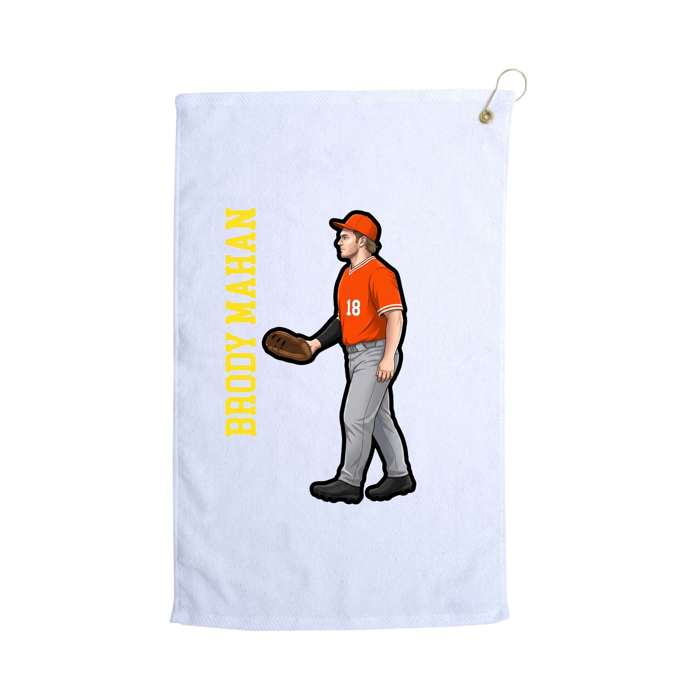 Golf Towel — Name Vertical in White