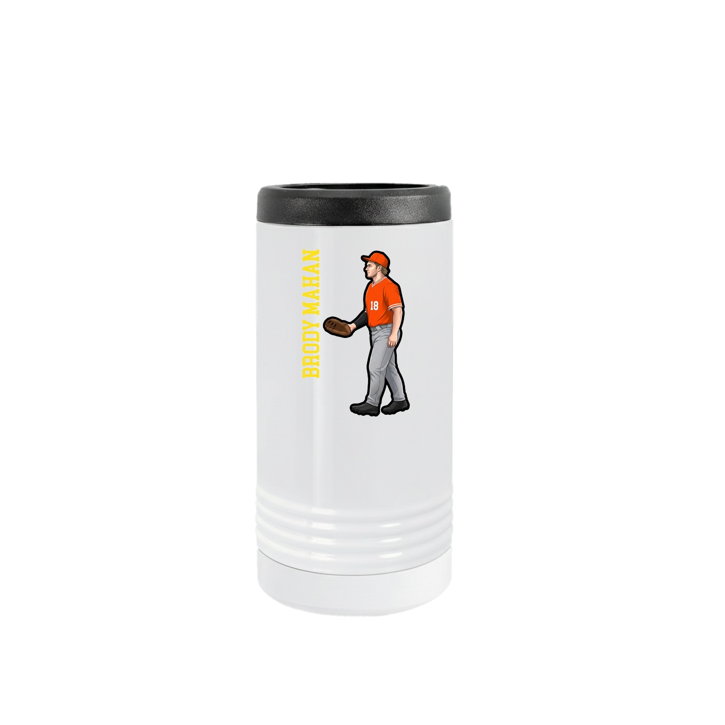Slim Beverage Holder — Name Vertical in White