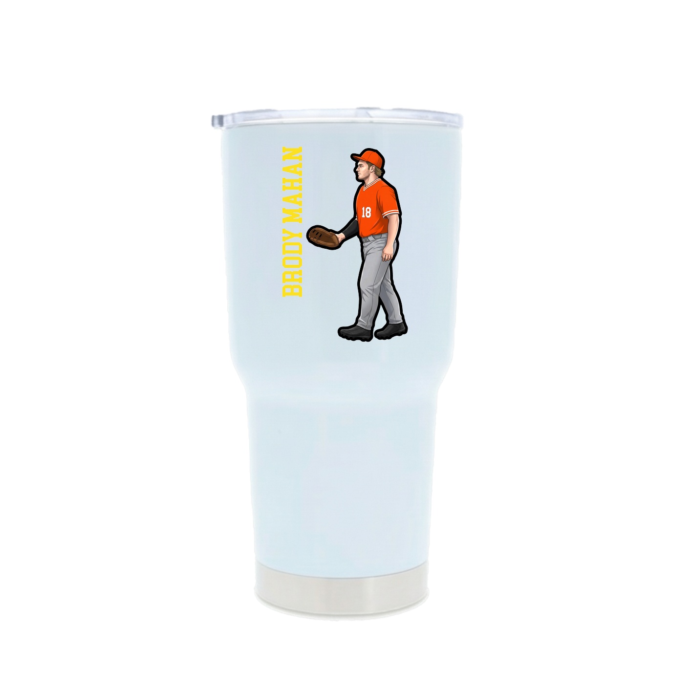 30oz Stainless Steel Tumbler — Name Vertical in White