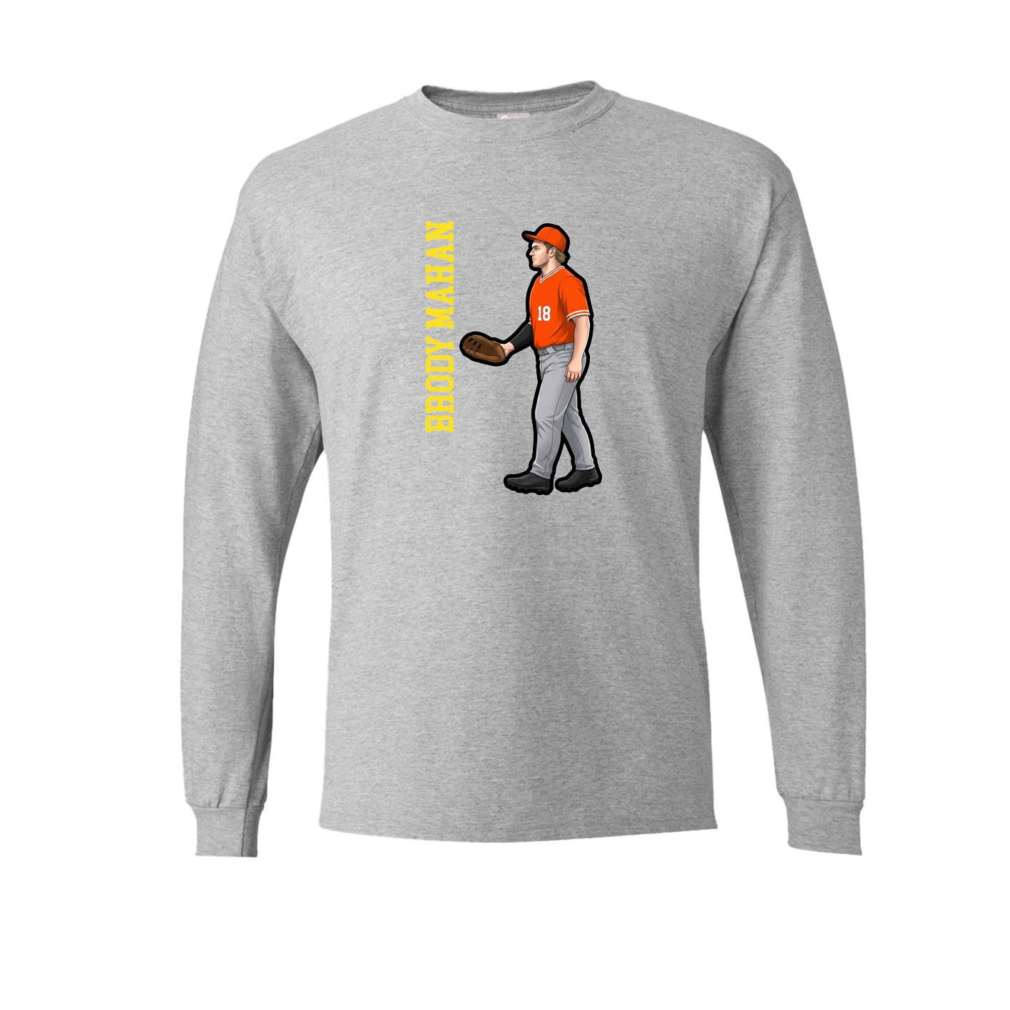 Long Sleeve Tee — Name Vertical in Grey