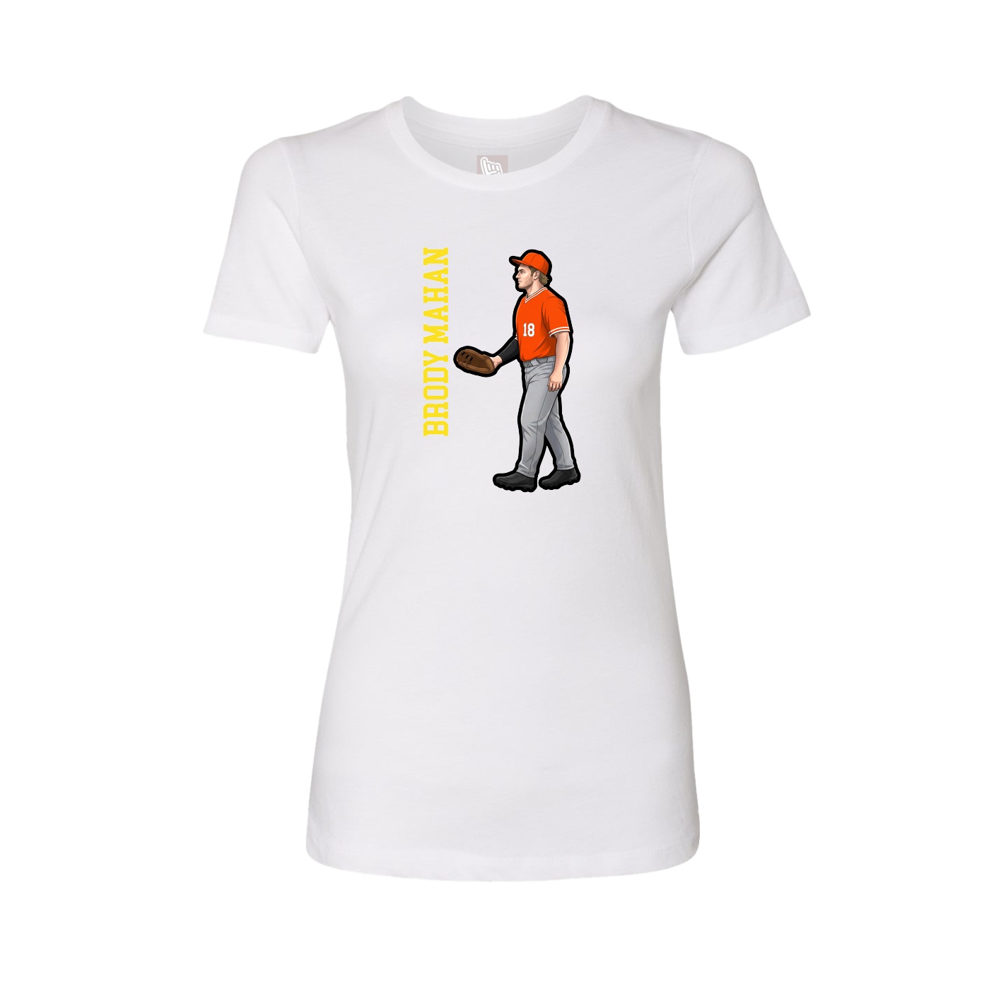 Fitted Women's Tee — Name Vertical in White