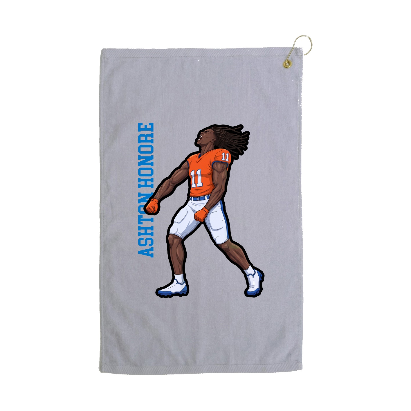 Golf Towel — Name Vertical in Grey
