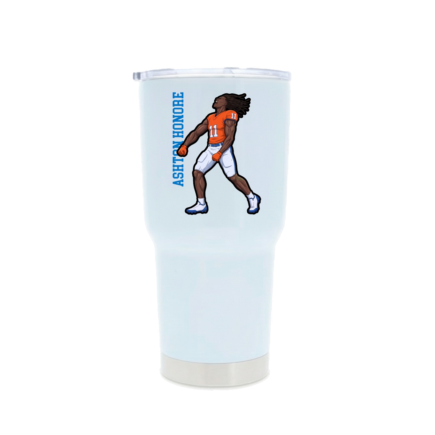 30oz Stainless Steel Tumbler — Name Vertical in White