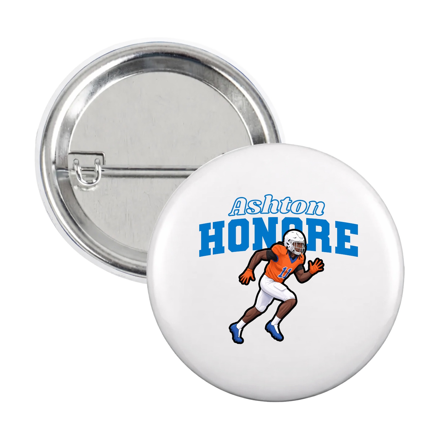 Game Day Button — Name Arch in White