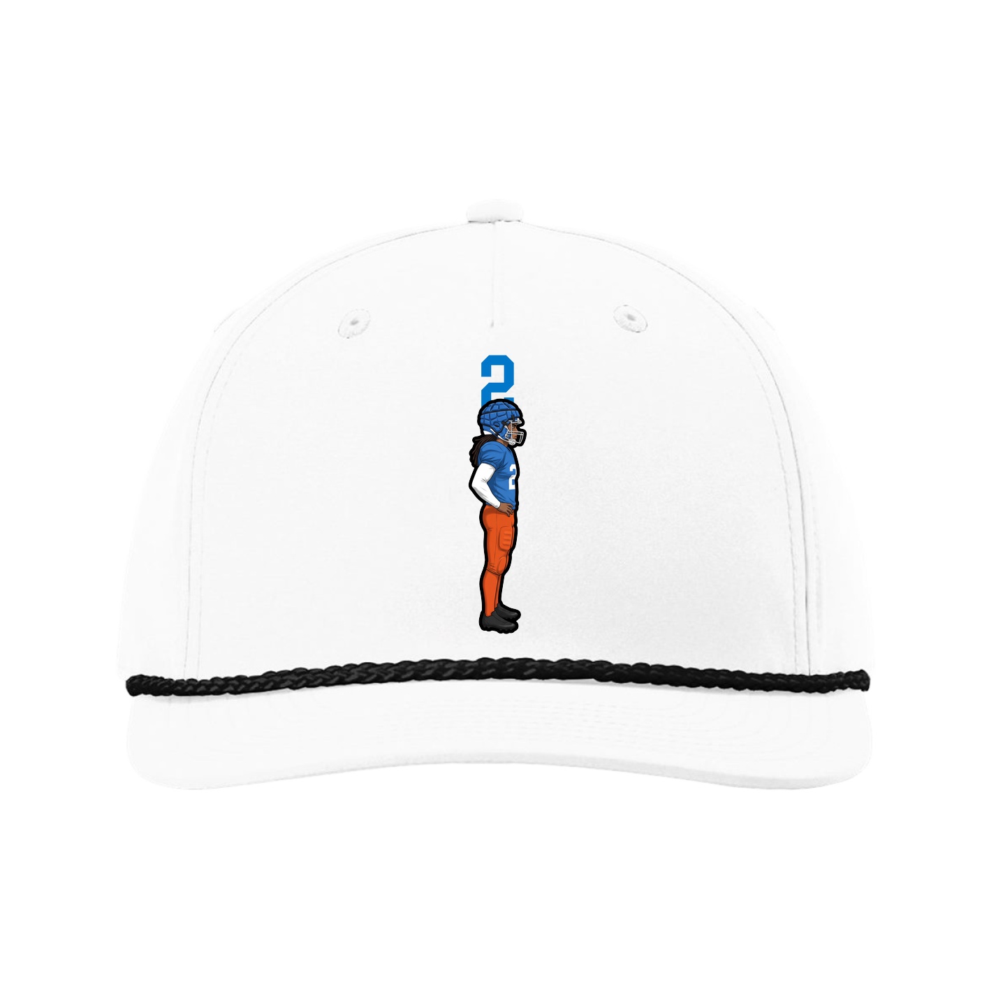 Five-Panel Classic Rope Cap — Number Top in White