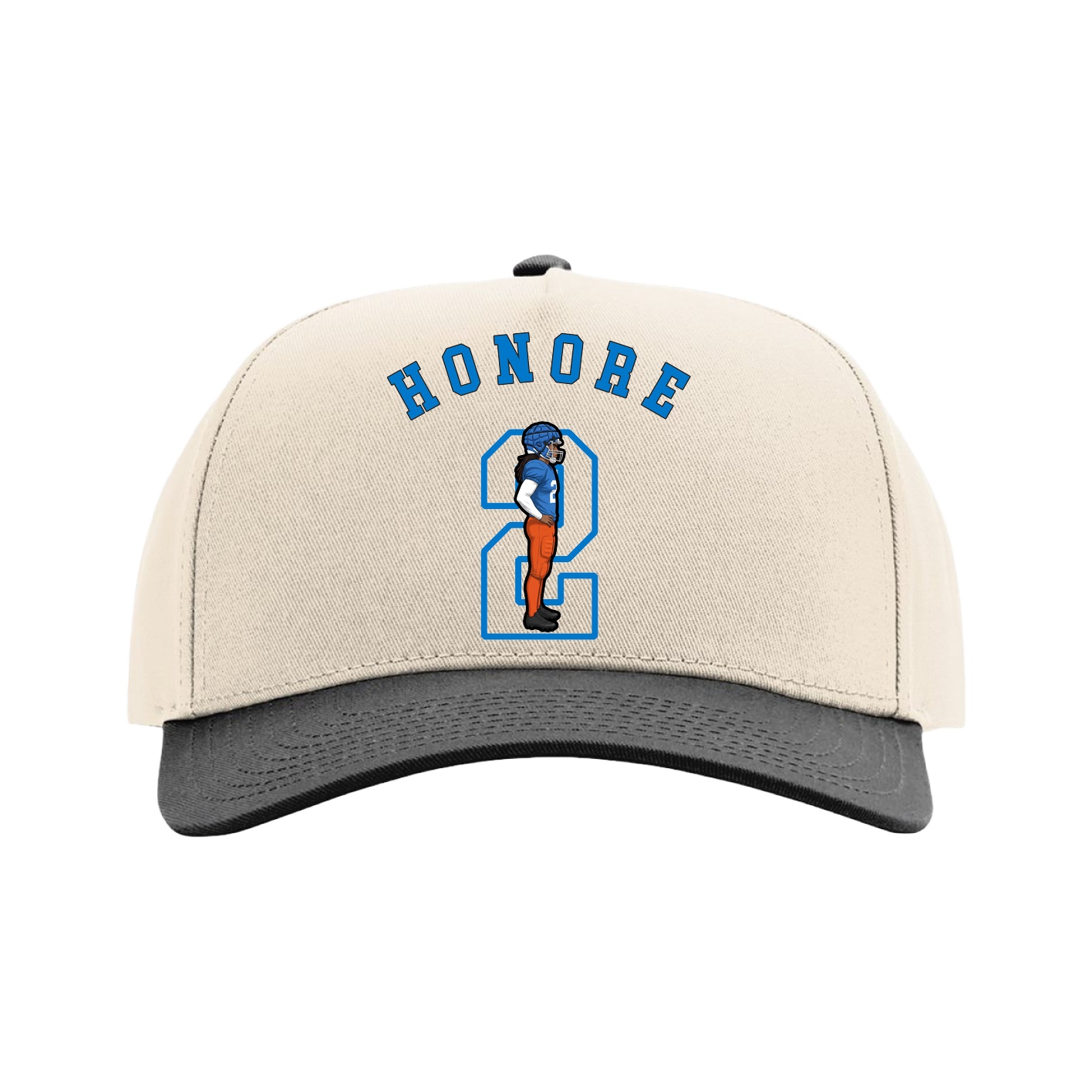 Full Fabric Five-Panel Champ Cap — Shirsey Arch in Cream/Black