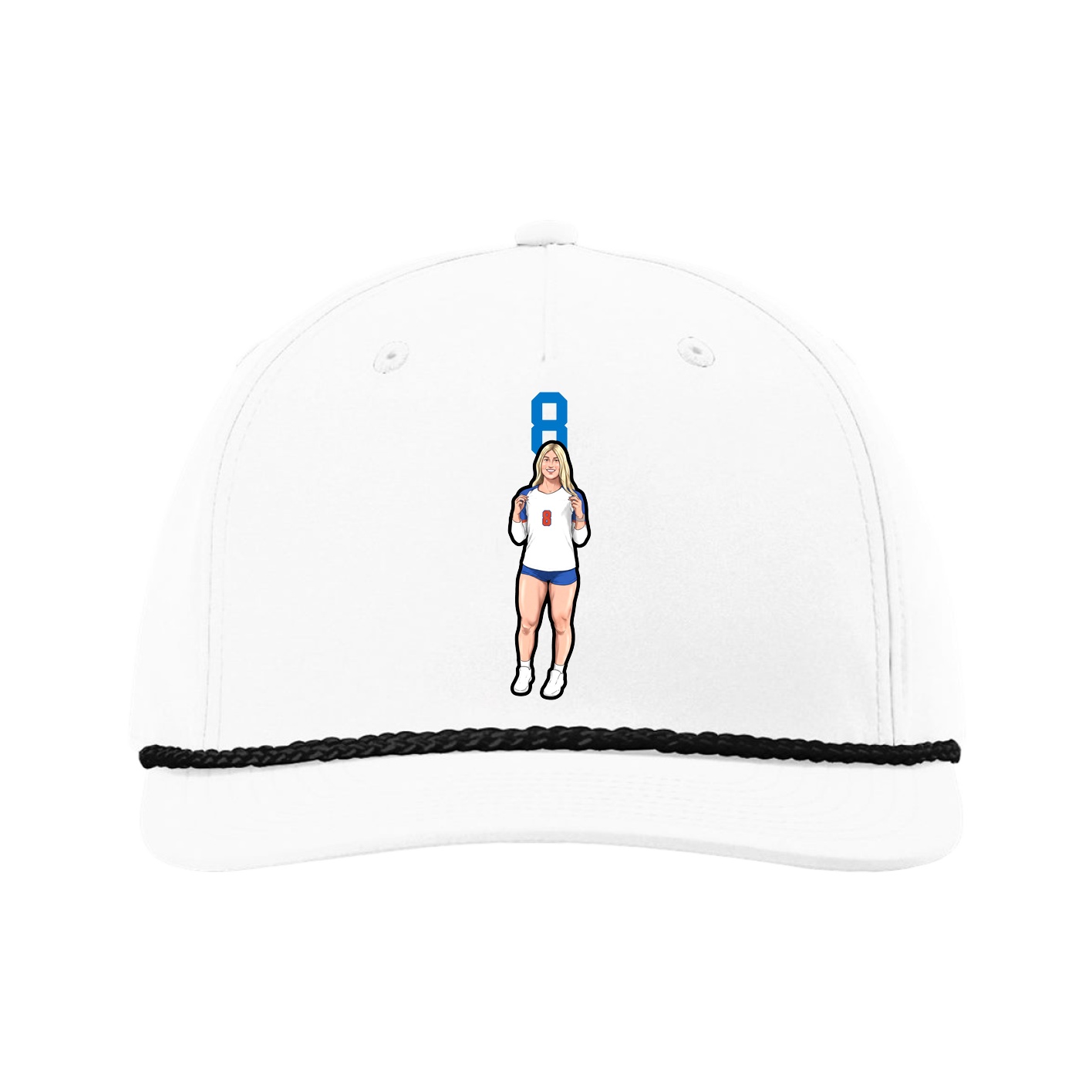 Five-Panel Classic Rope Cap — Number Top in White