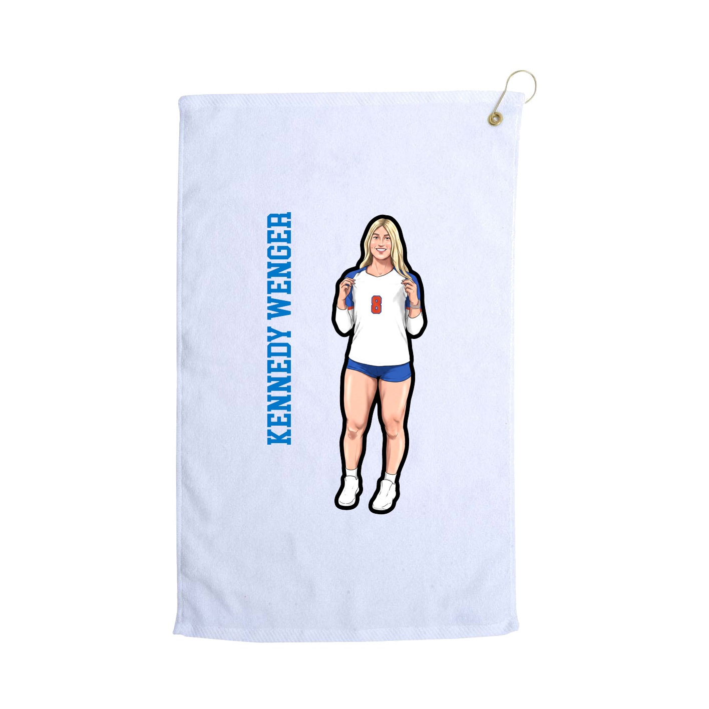 Golf Towel — Name Vertical in White