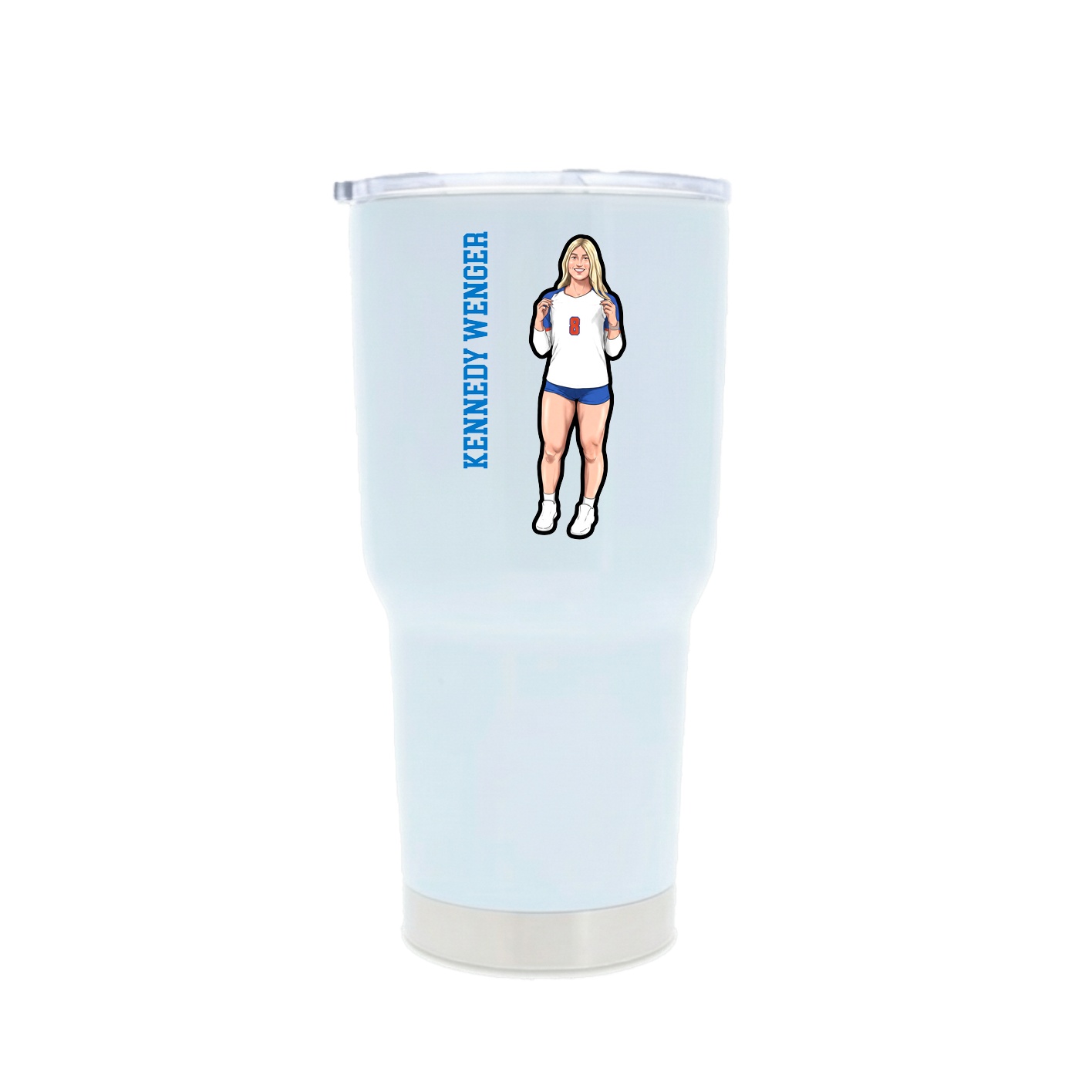 30oz Stainless Steel Tumbler — Name Vertical in White