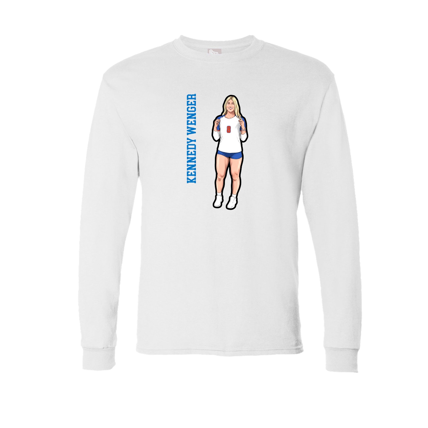 Long Sleeve Tee — Name Vertical in White