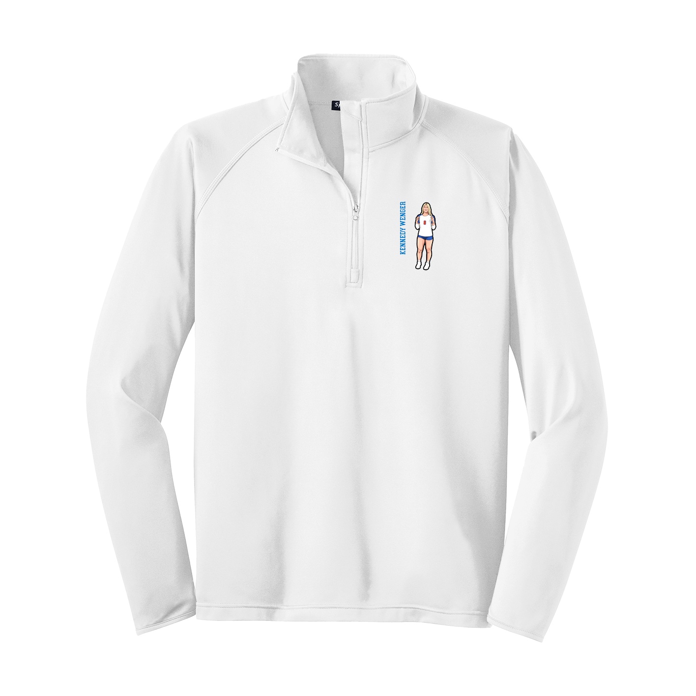Q-Zip Pullover — Name Vertical in White