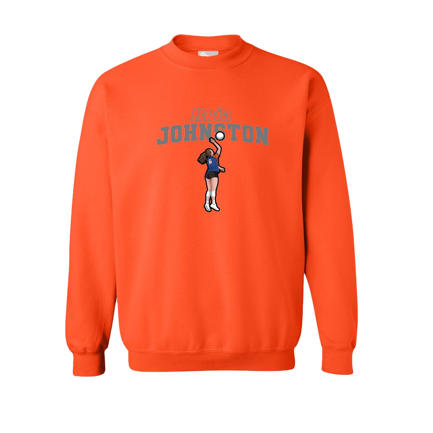 Fleece Crew — Name Arch in Orange