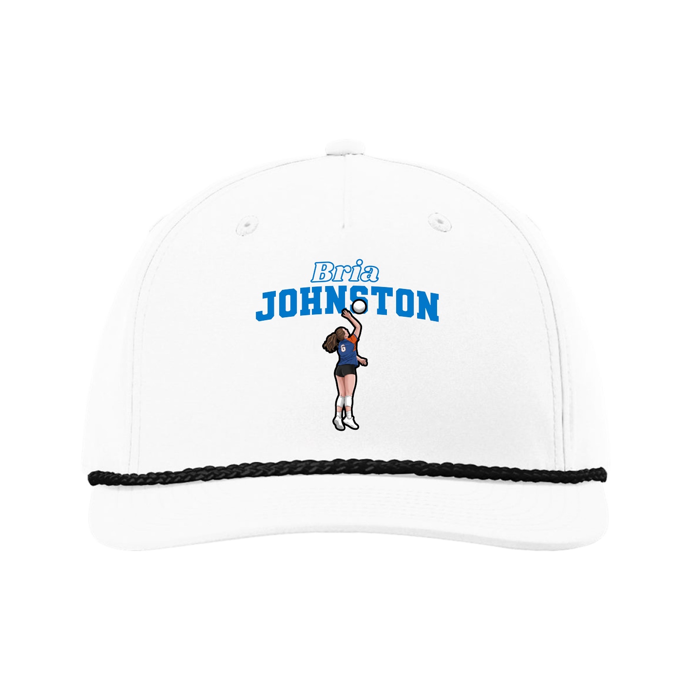 Five-Panel Classic Rope Cap — Name Arch in White