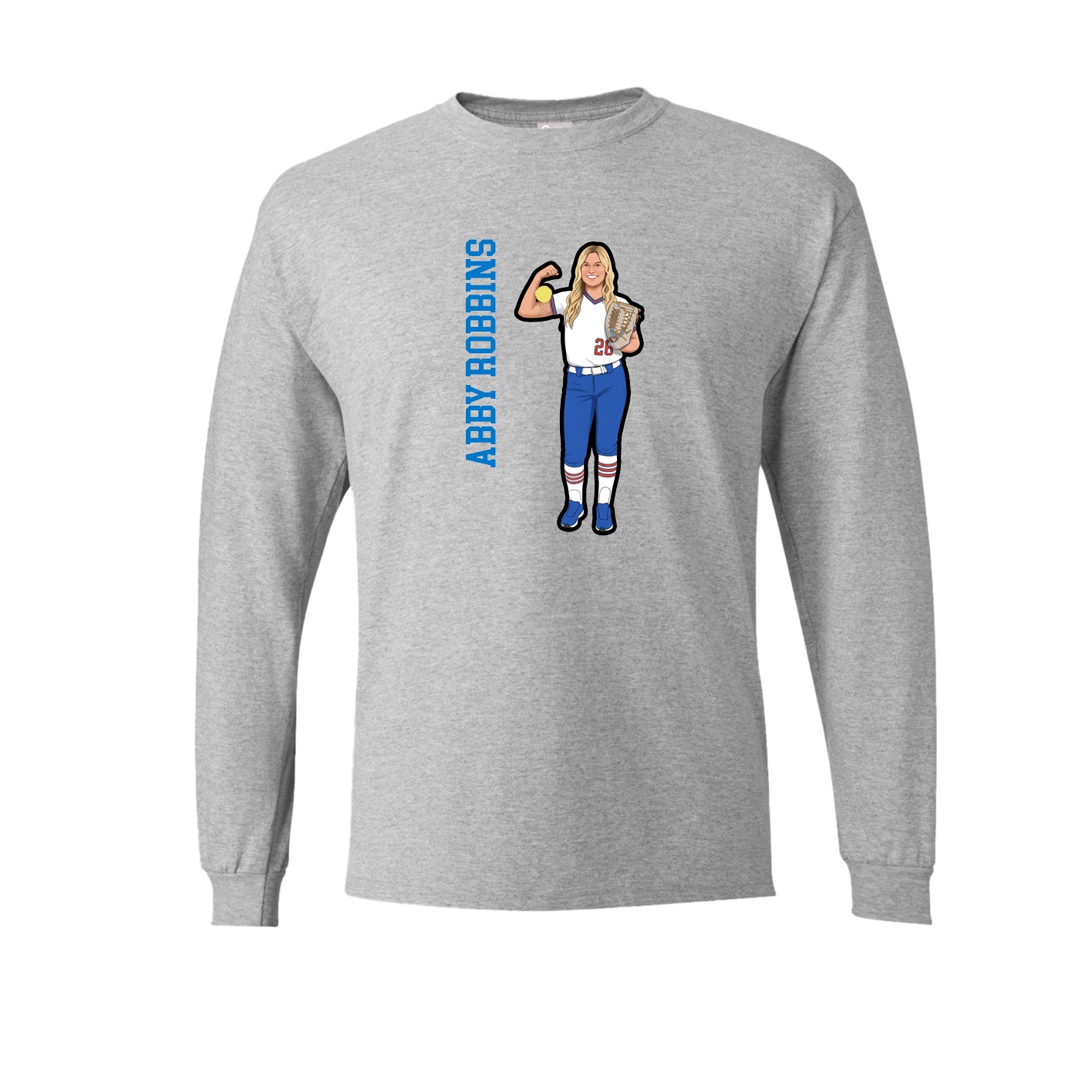 Long Sleeve Tee — Name Vertical in Grey