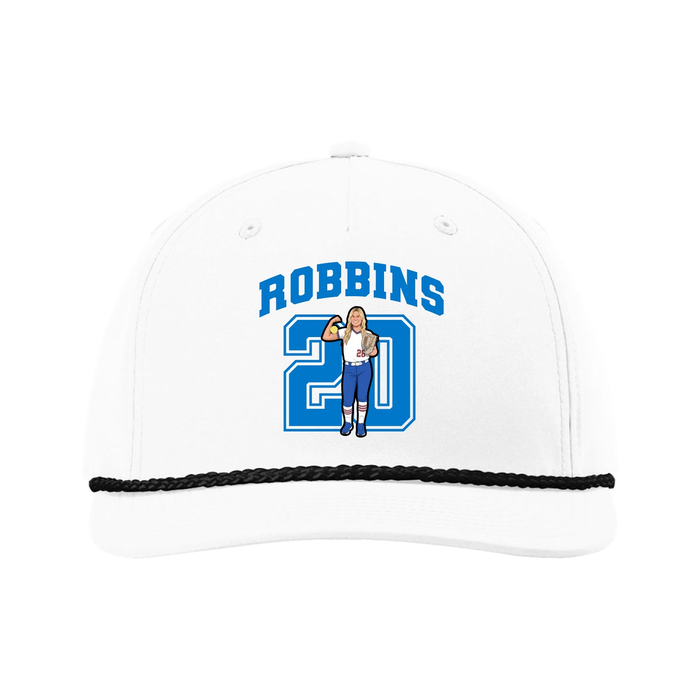 Five-Panel Classic Rope Cap — Number in White
