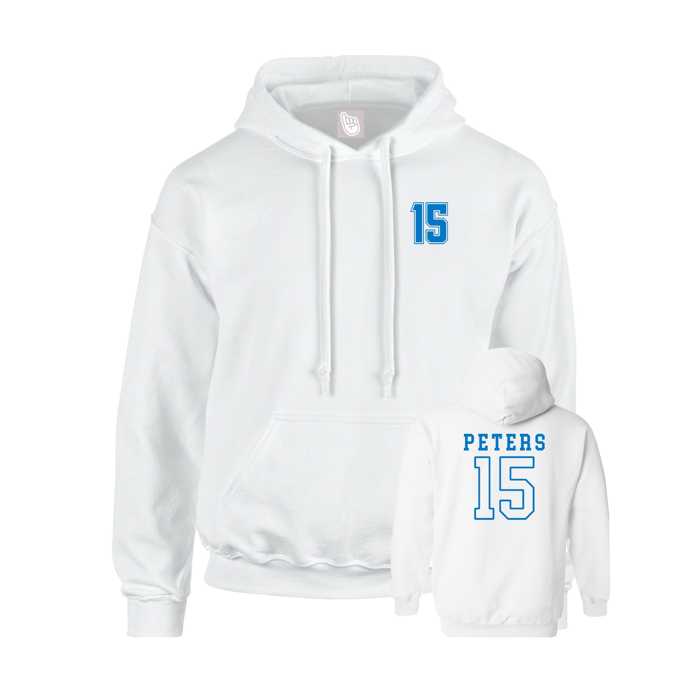 Youth Hoodie — Chest Back in White