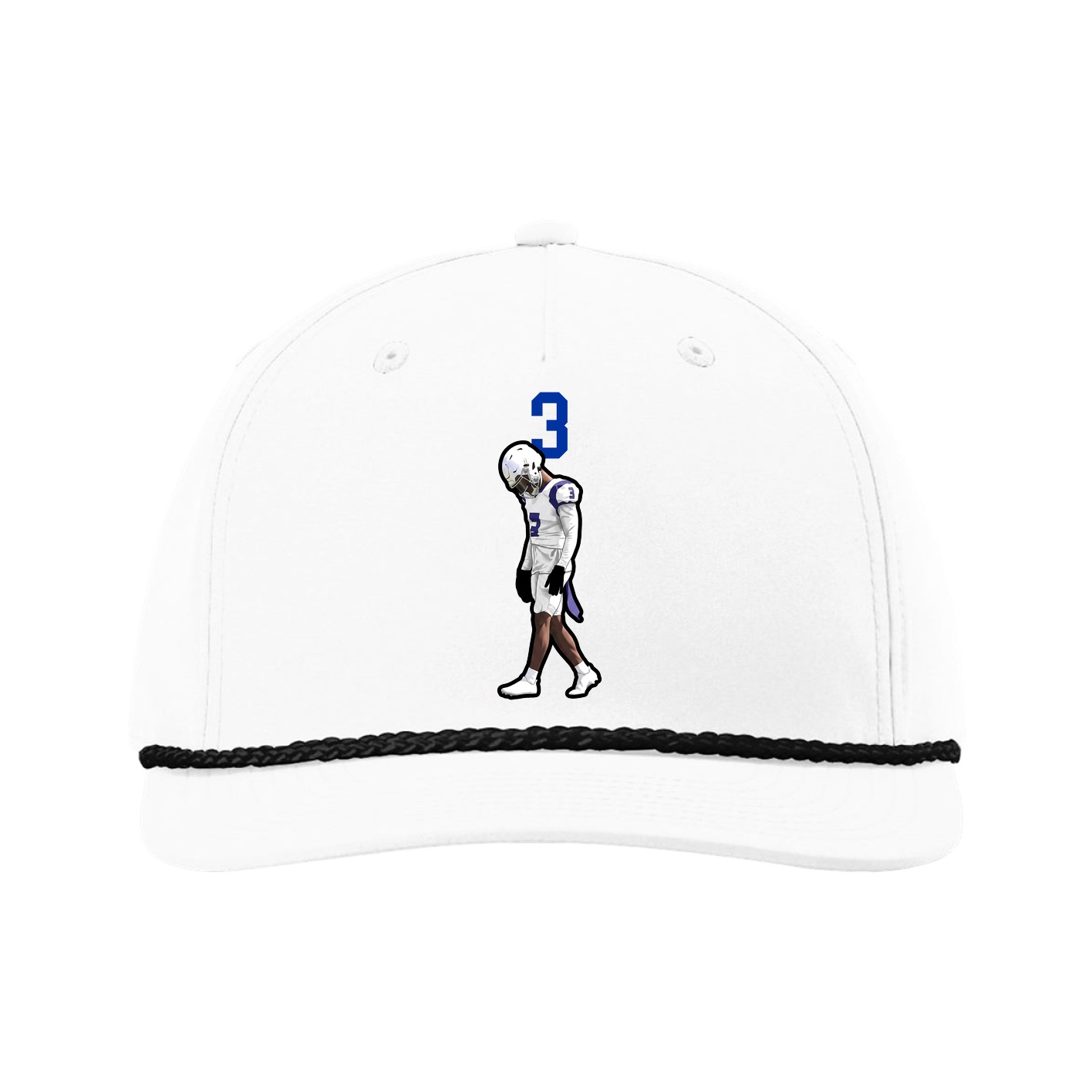 Five-Panel Classic Rope Cap — Number Top in White