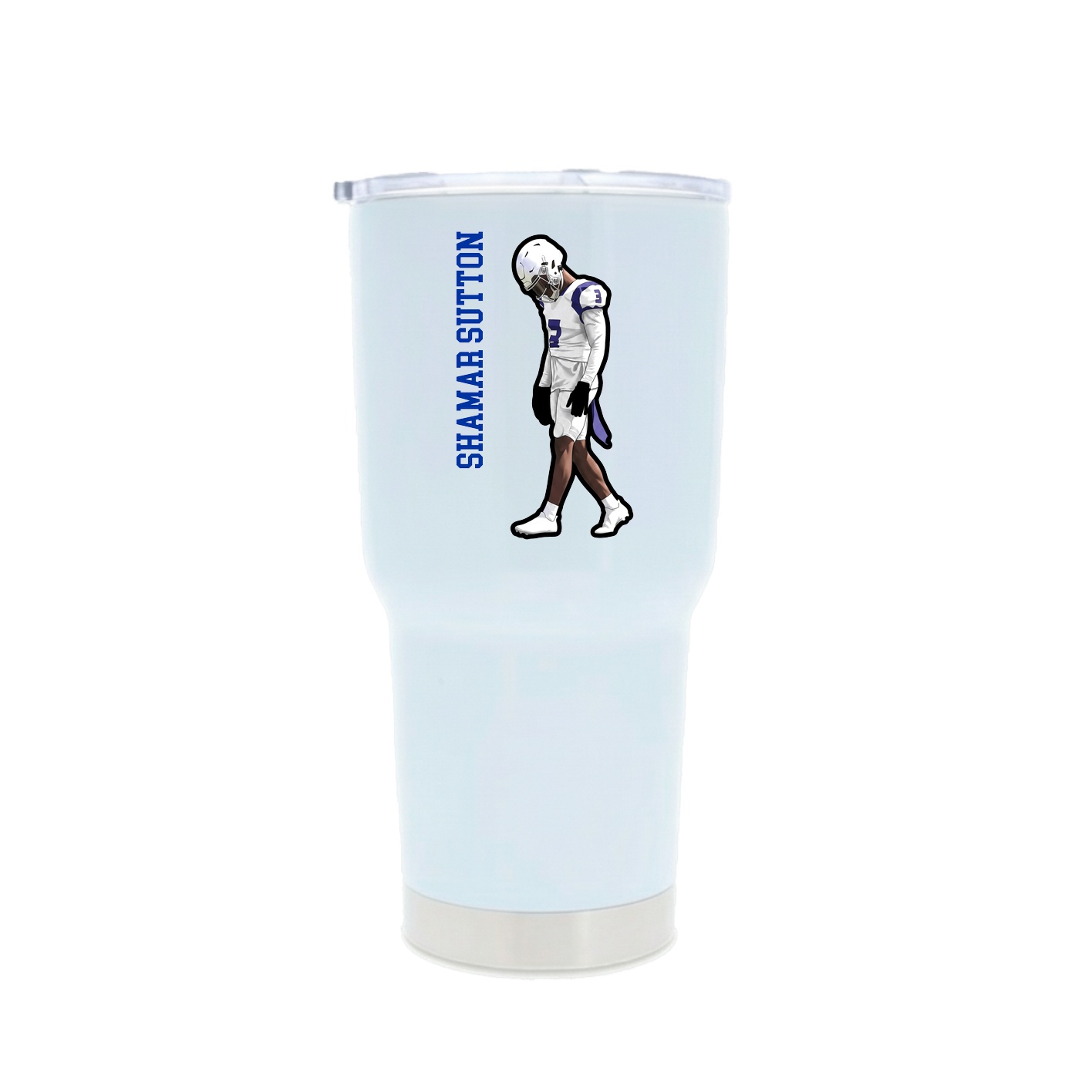 30oz Stainless Steel Tumbler — Name Vertical in White