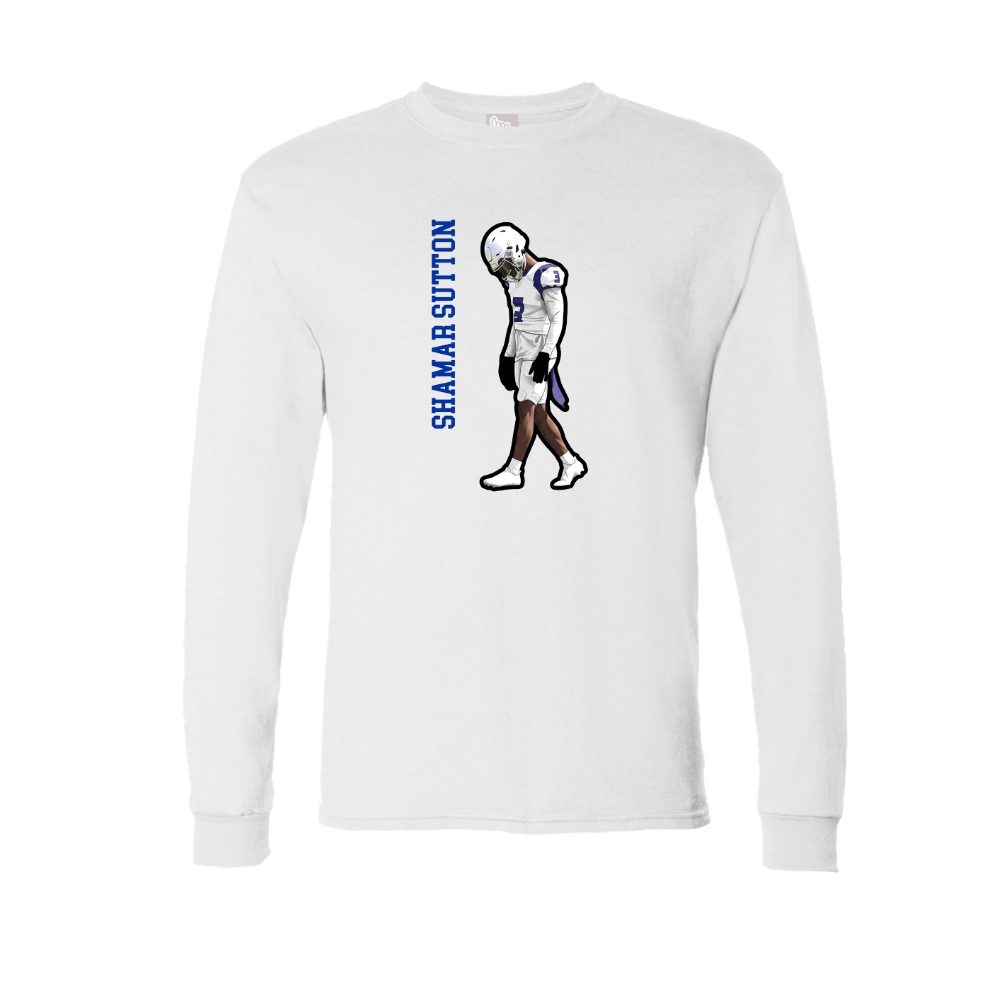 Long Sleeve Tee — Name Vertical in White