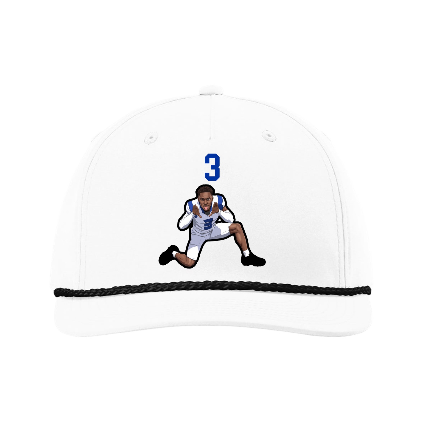 Five-Panel Classic Rope Cap — Number Top in White