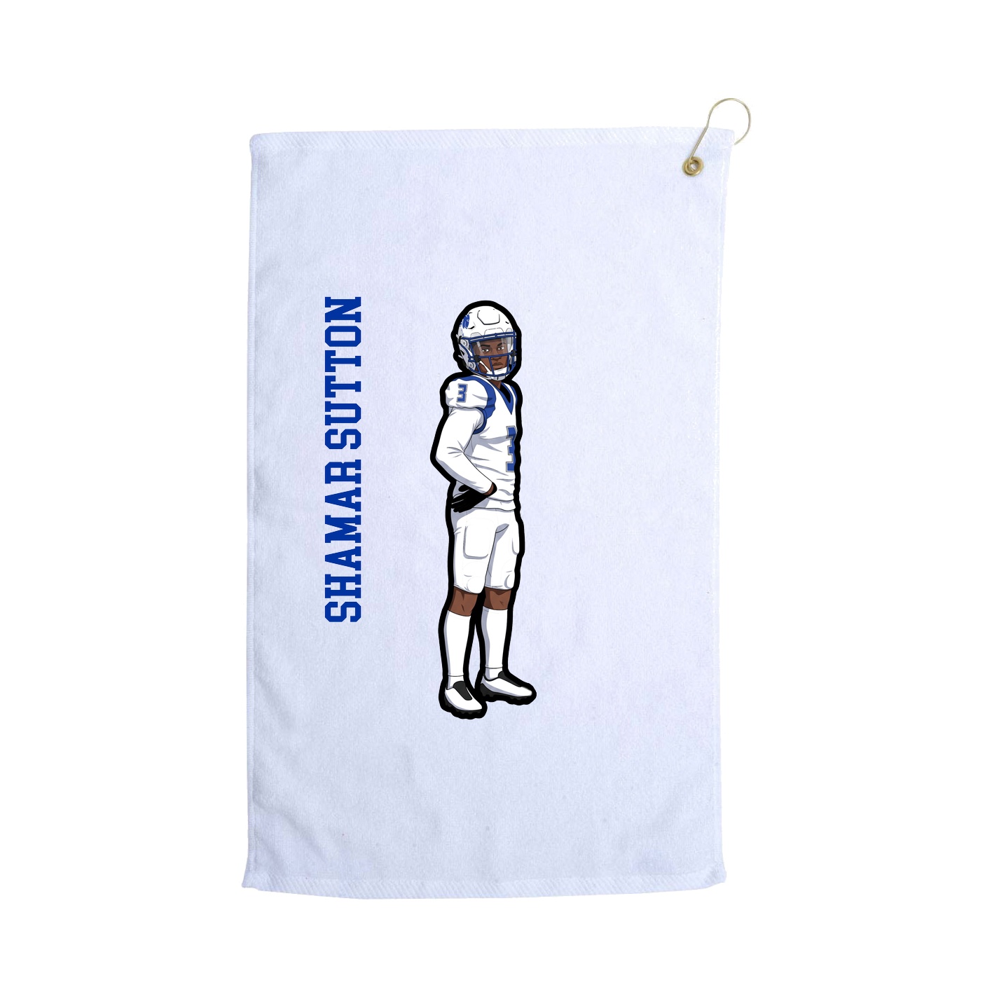 Golf Towel — Name Vertical in White