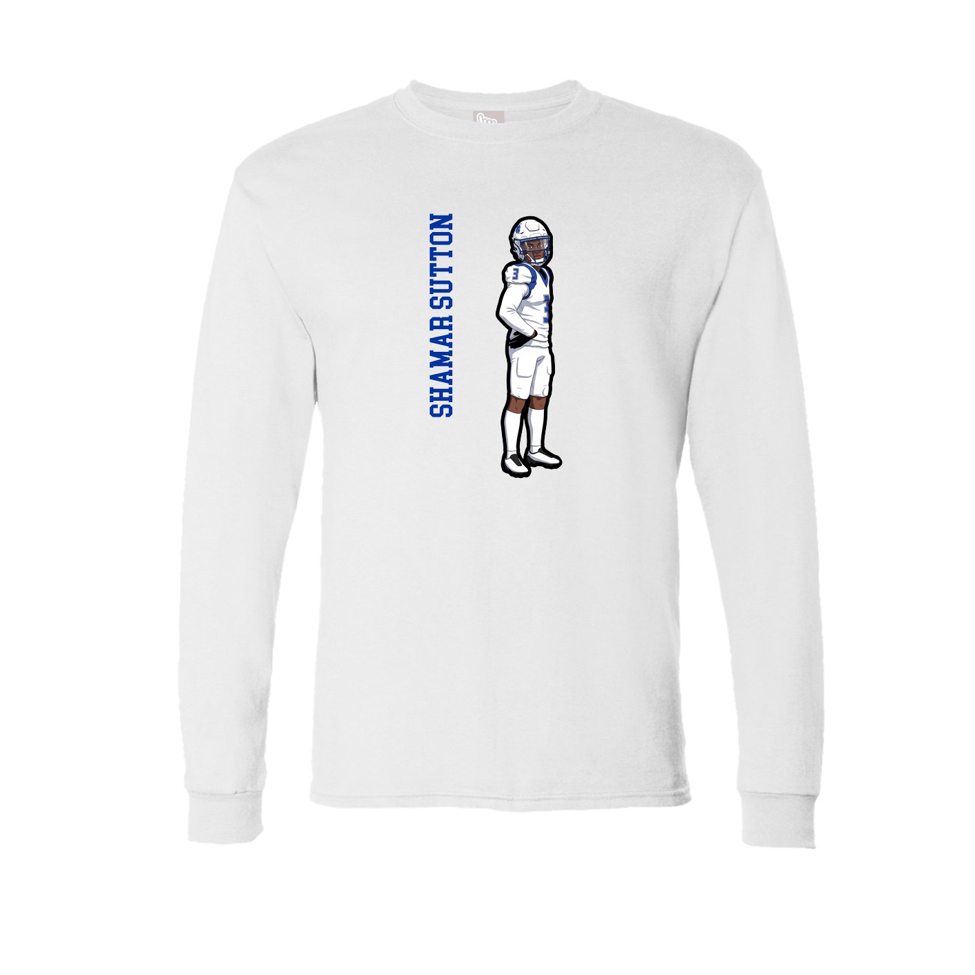 Long Sleeve Tee — Name Vertical in White