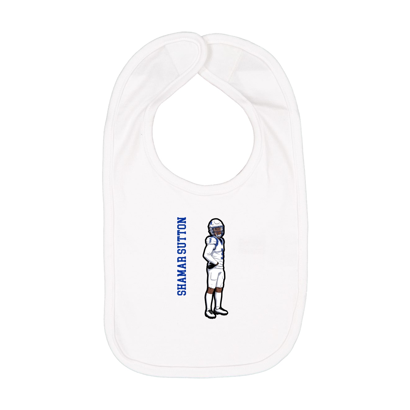 Infant Bib — Name Vertical in White