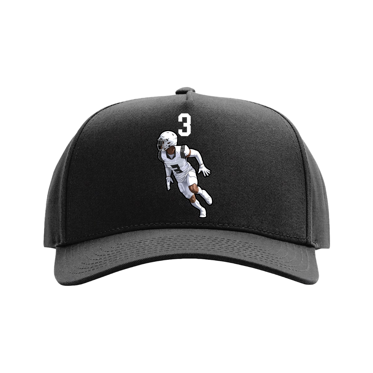 Full Fabric Five-Panel Champ Cap — Number Top in Black