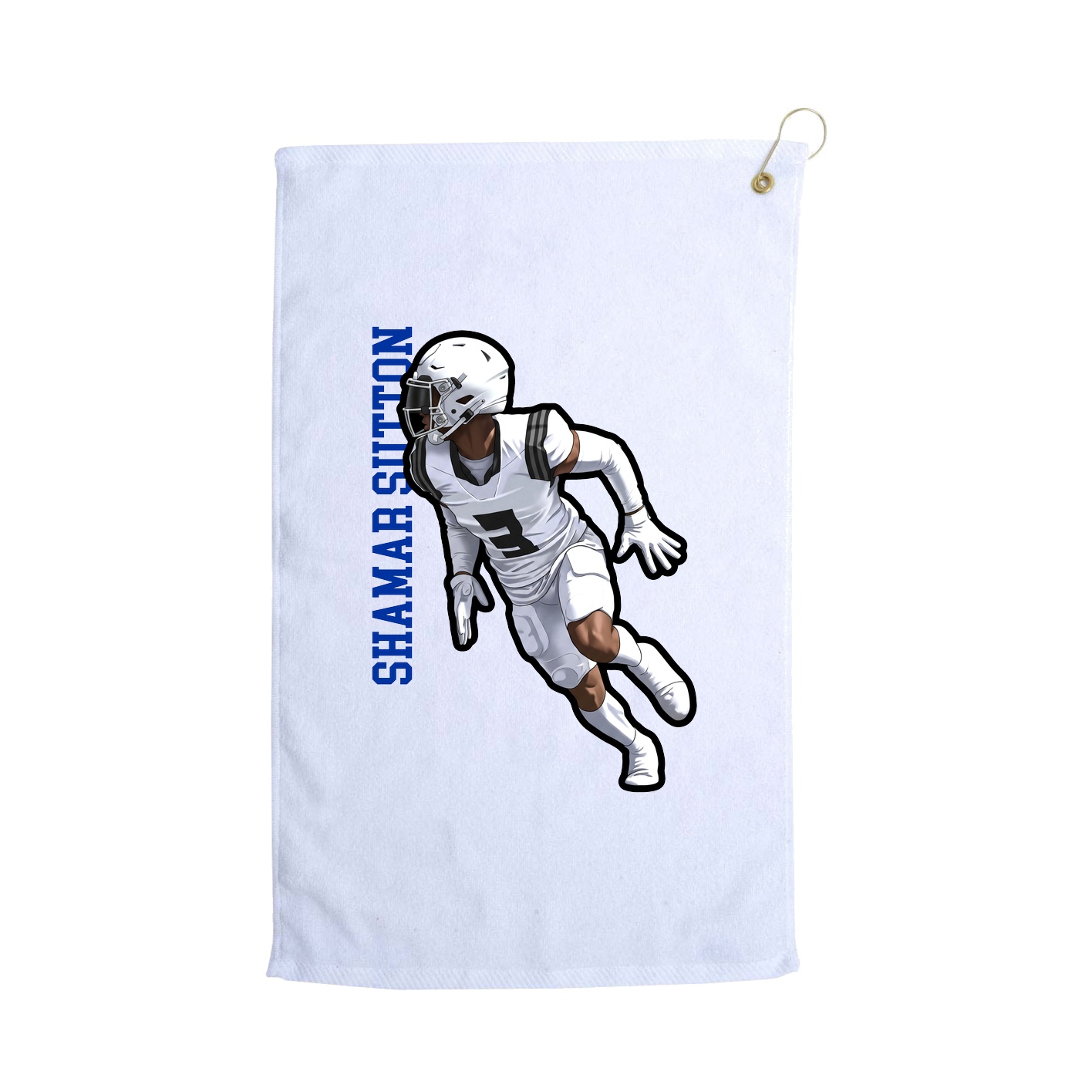 Golf Towel — Name Vertical in White