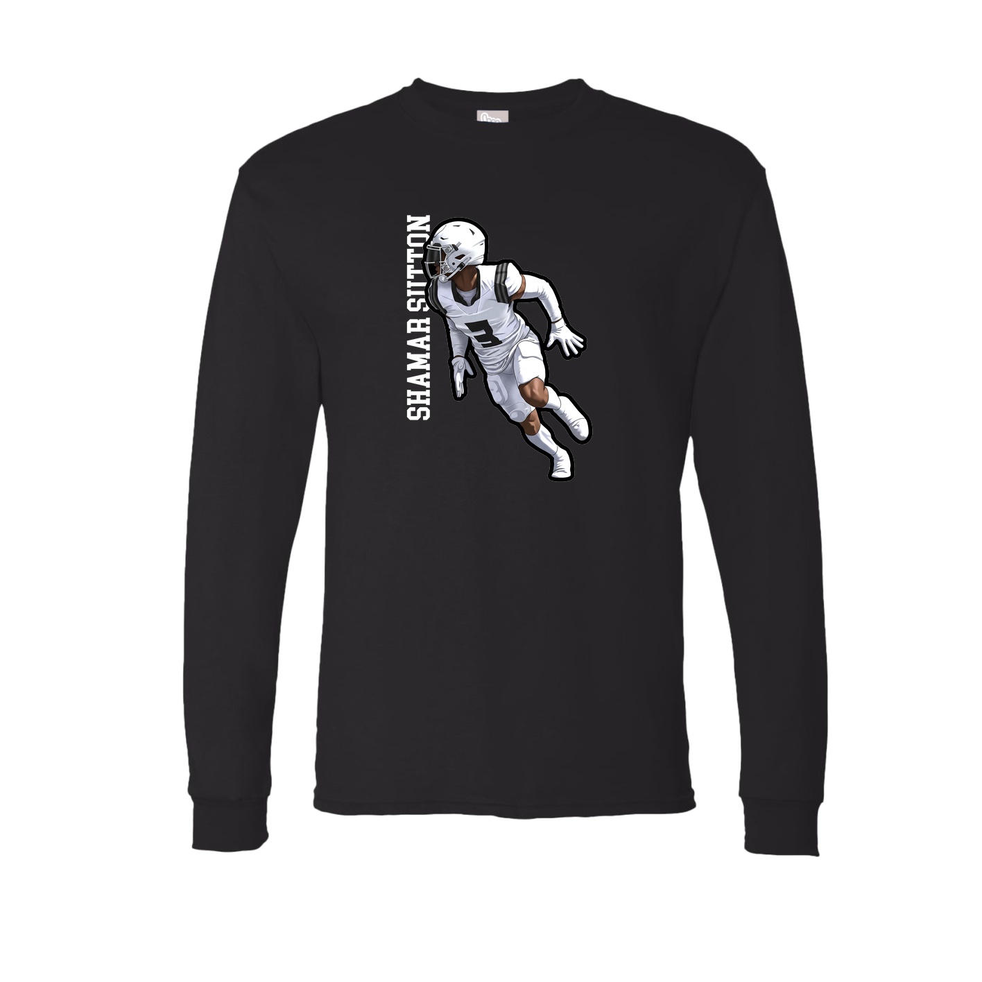Long Sleeve Tee — Name Vertical in Black