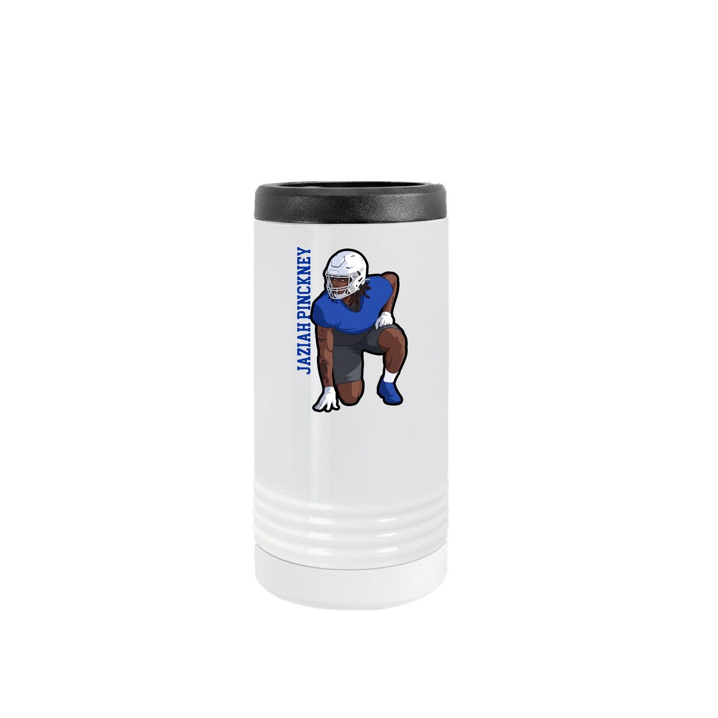 Slim Beverage Holder — Name Vertical in White