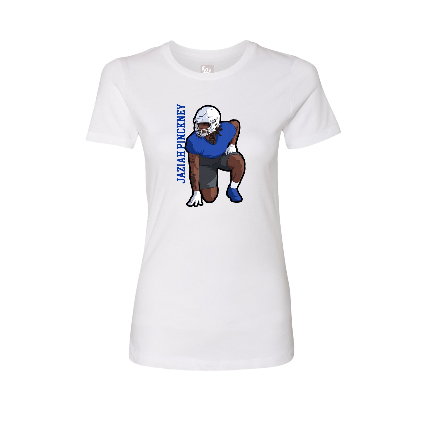 Fitted Women's Tee — Name Vertical in White