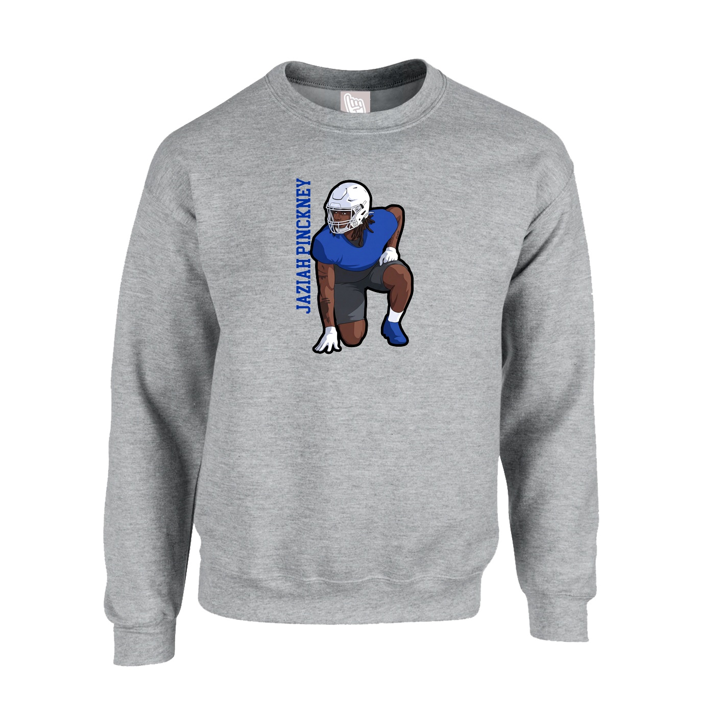 Fleece Crew — Name Vertical in Grey