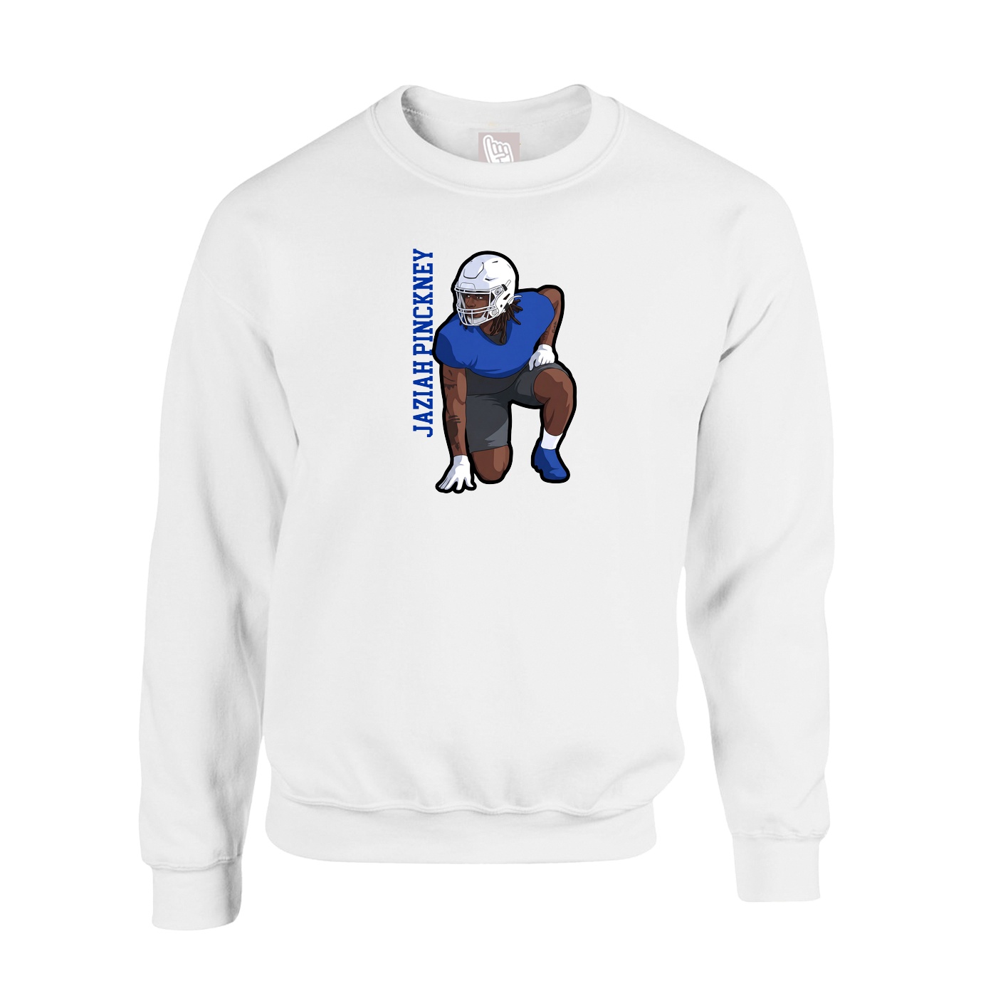 Fleece Crew — Name Vertical in White