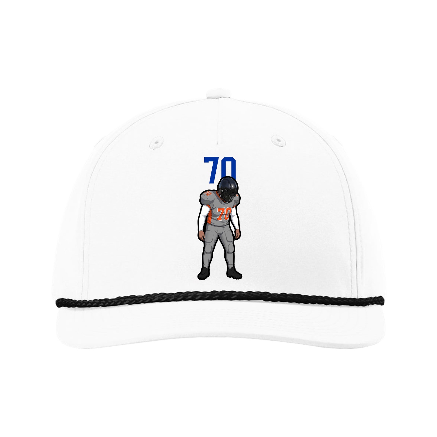 Five-Panel Classic Rope Cap — Number Top in White