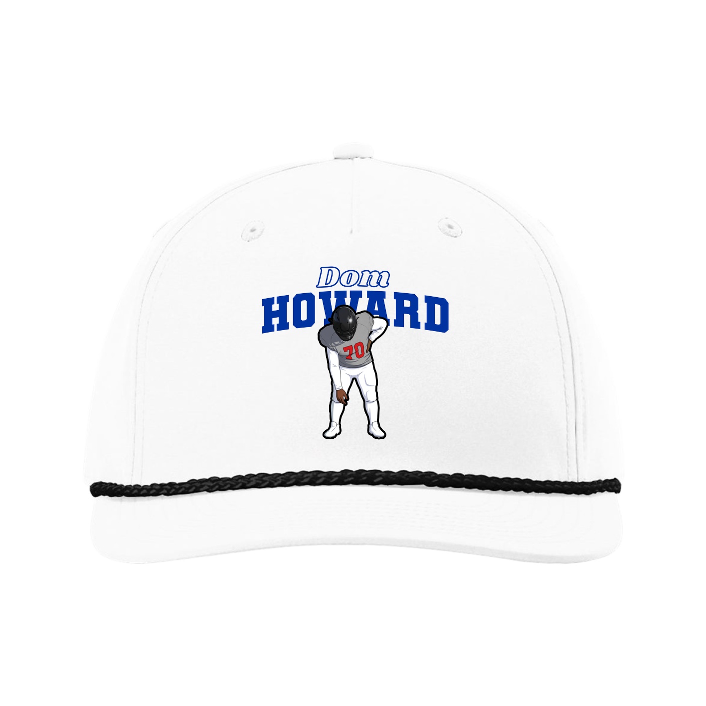 Five-Panel Classic Rope Cap — Name Arch in White