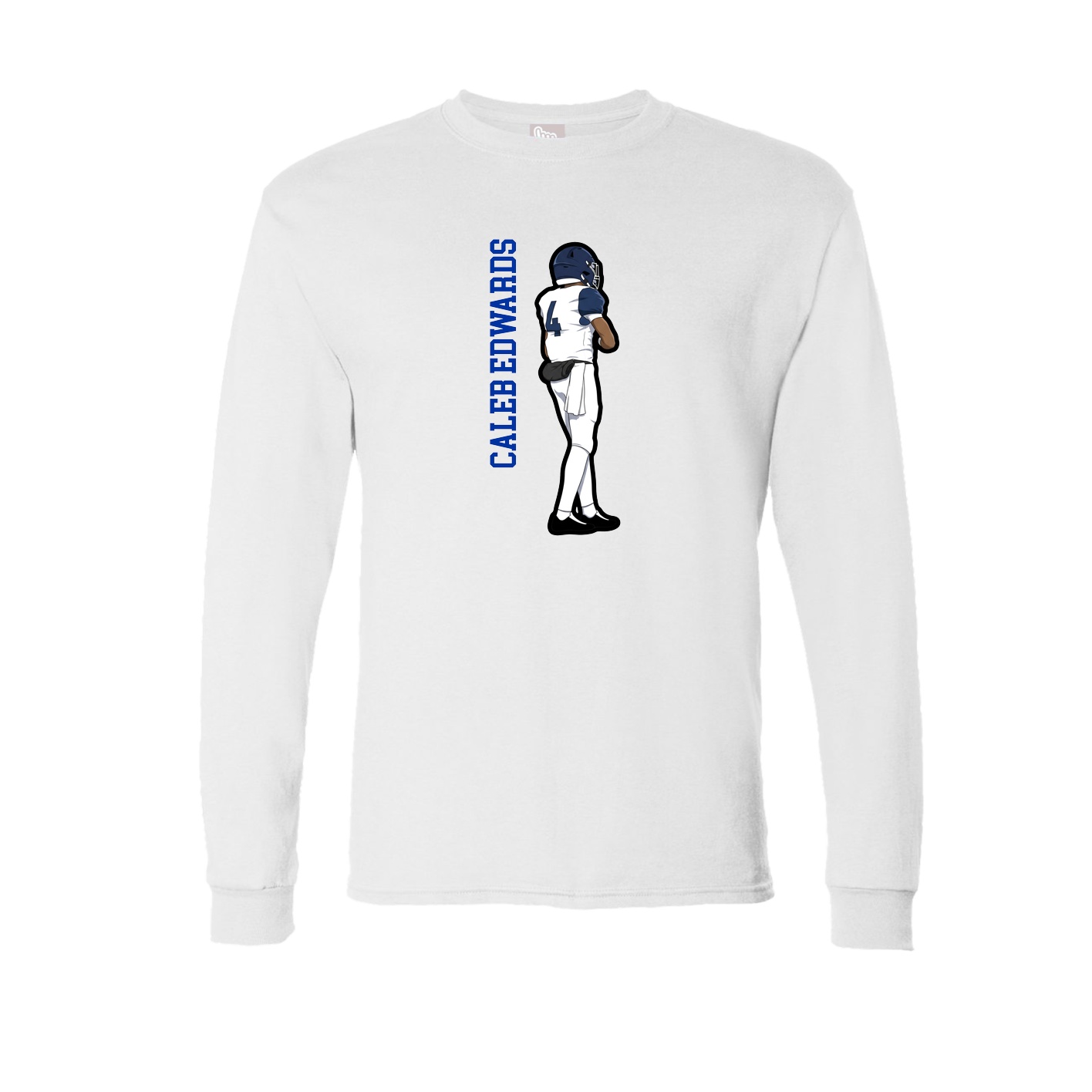 Long Sleeve Tee — Name Vertical in White