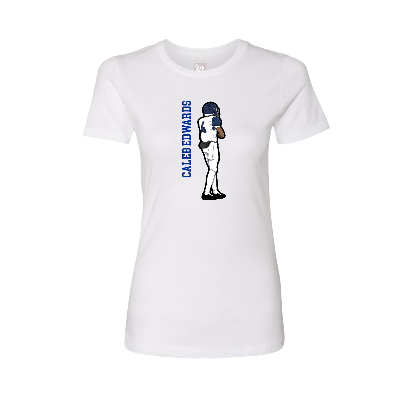 Fitted Women's Tee — Name Vertical in White