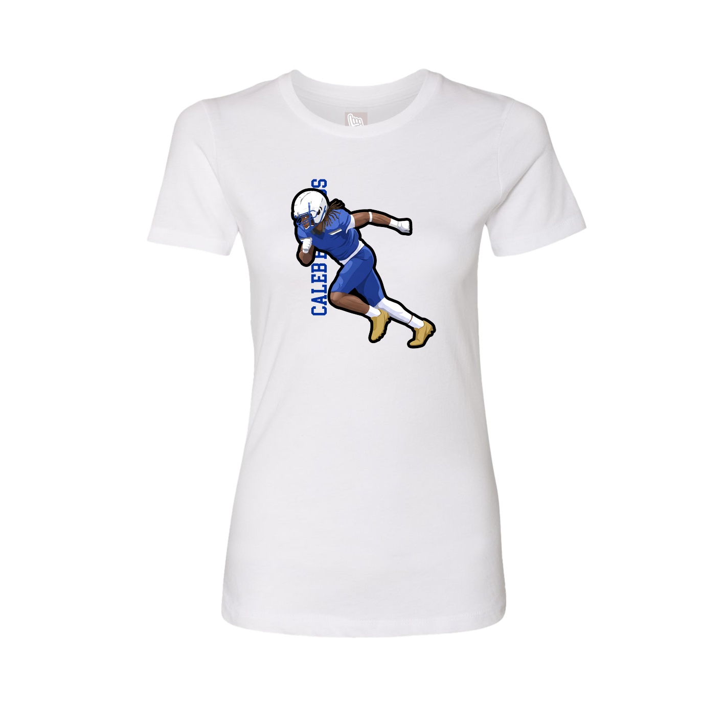 Fitted Women's Tee — Name Vertical in White
