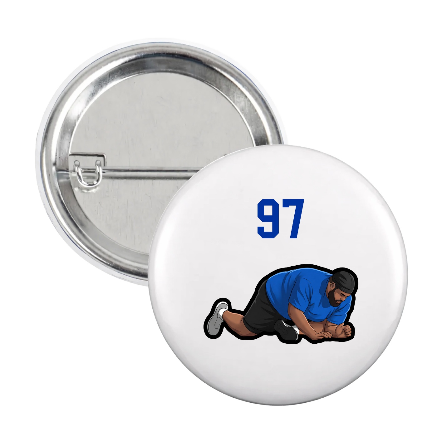 Game Day Button — Number Top in White