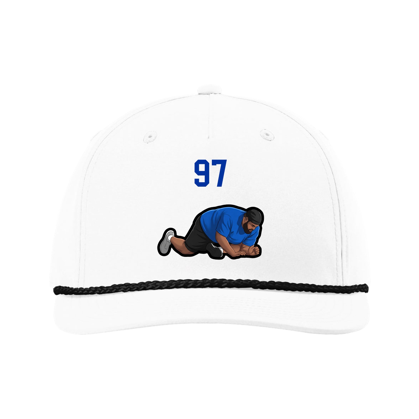 Five-Panel Classic Rope Cap — Number Top in White
