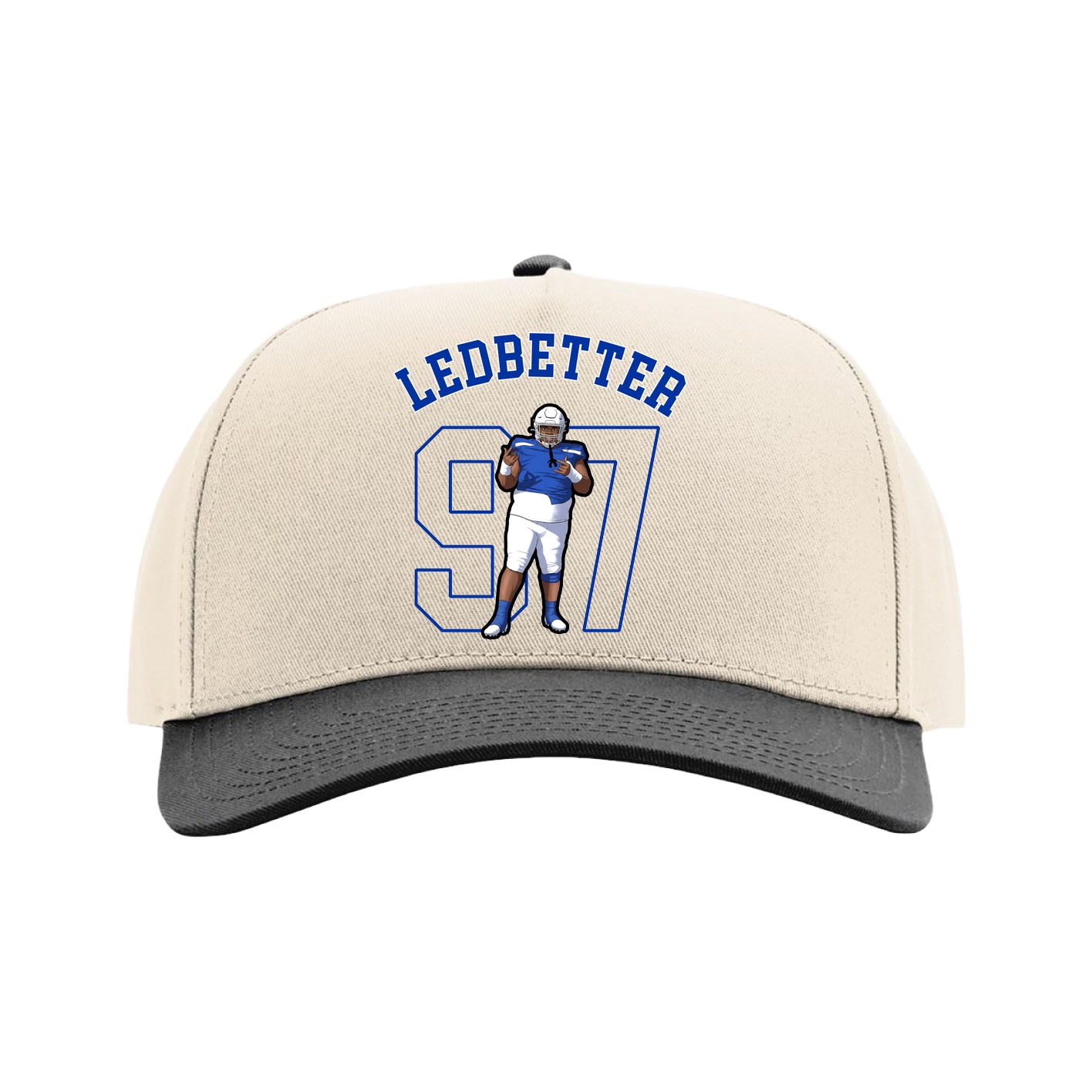 Full Fabric Five-Panel Champ Cap — Shirsey Arch in Cream/Black