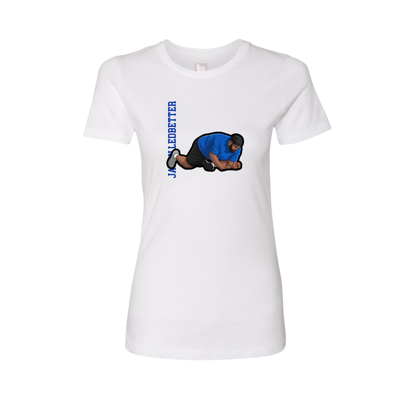 Fitted Women's Tee — Name Vertical in White