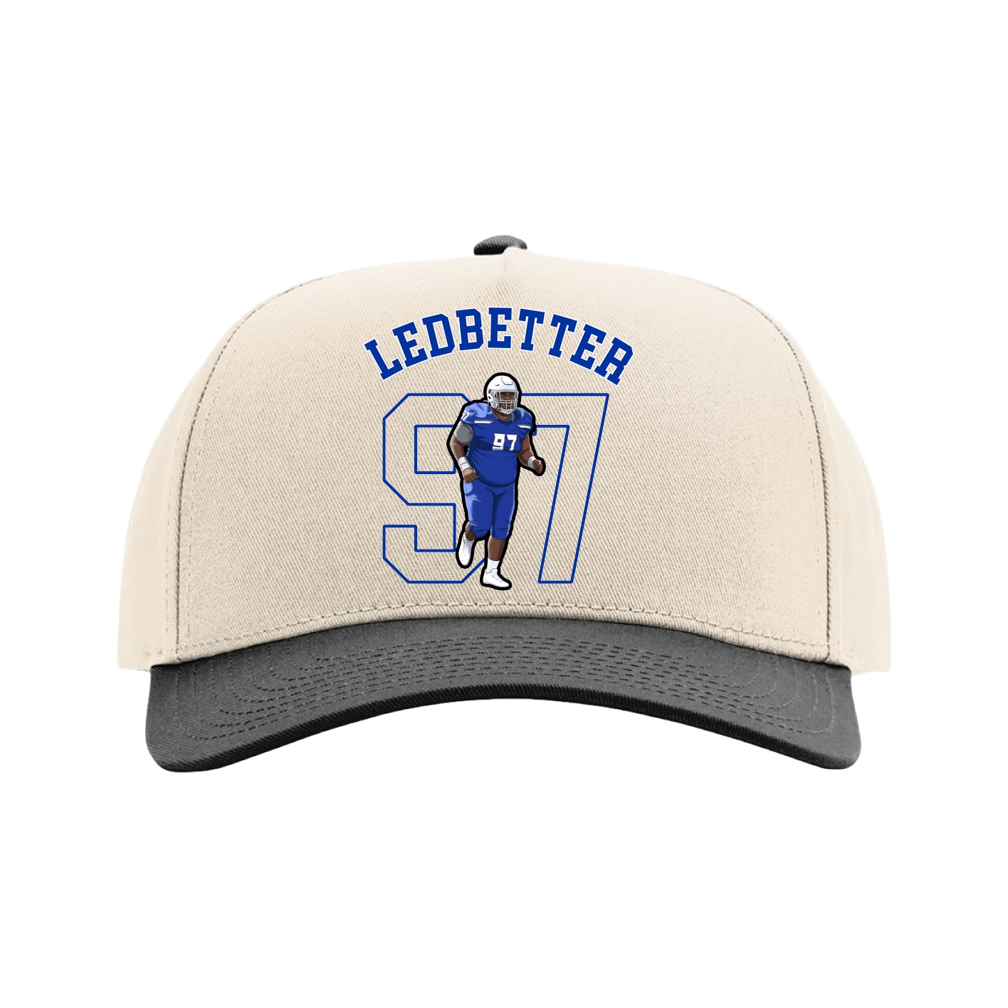 Full Fabric Five-Panel Champ Cap — Shirsey Arch in Cream/Black