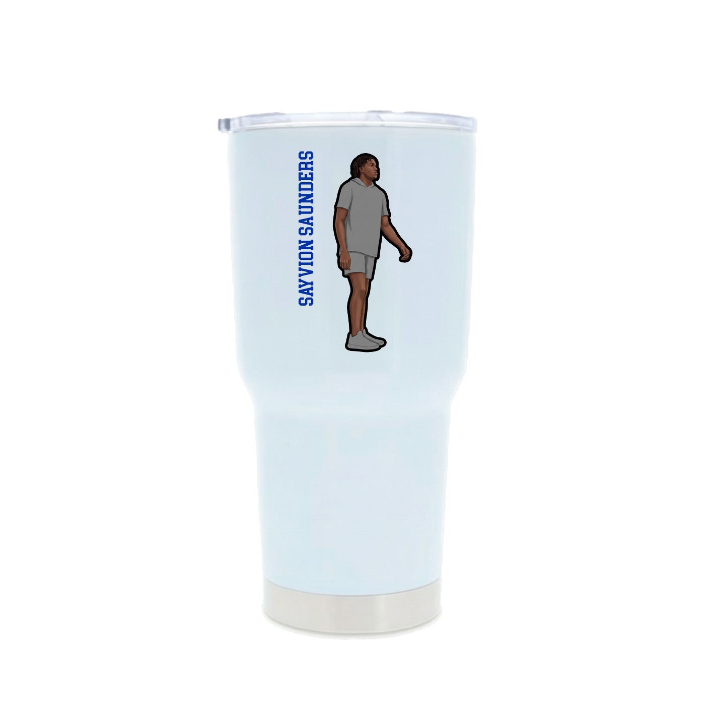 30oz Stainless Steel Tumbler — Name Vertical in White