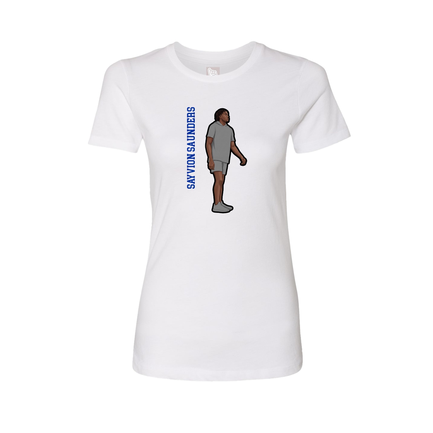 Fitted Women's Tee — Name Vertical in White