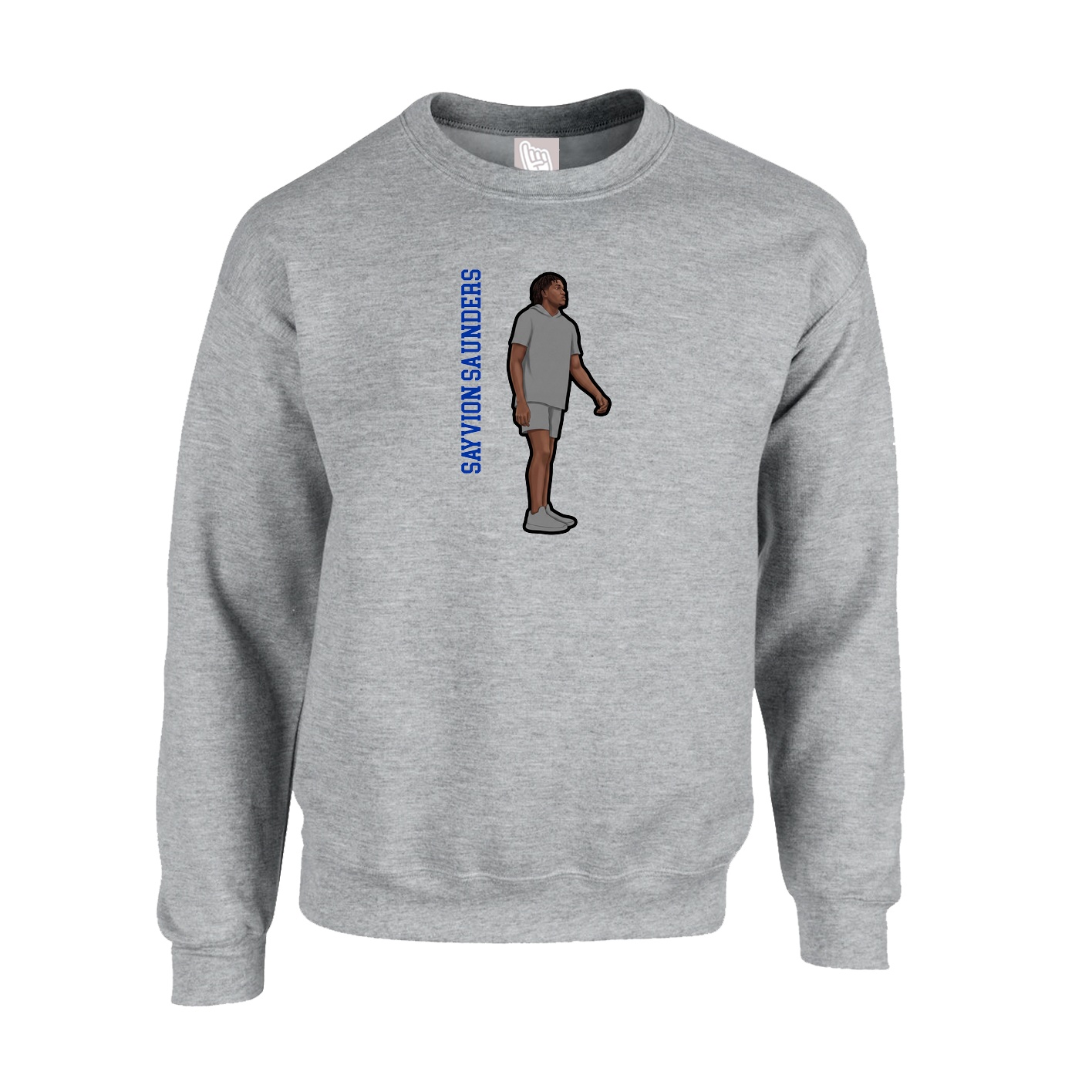 Fleece Crew — Name Vertical in Grey