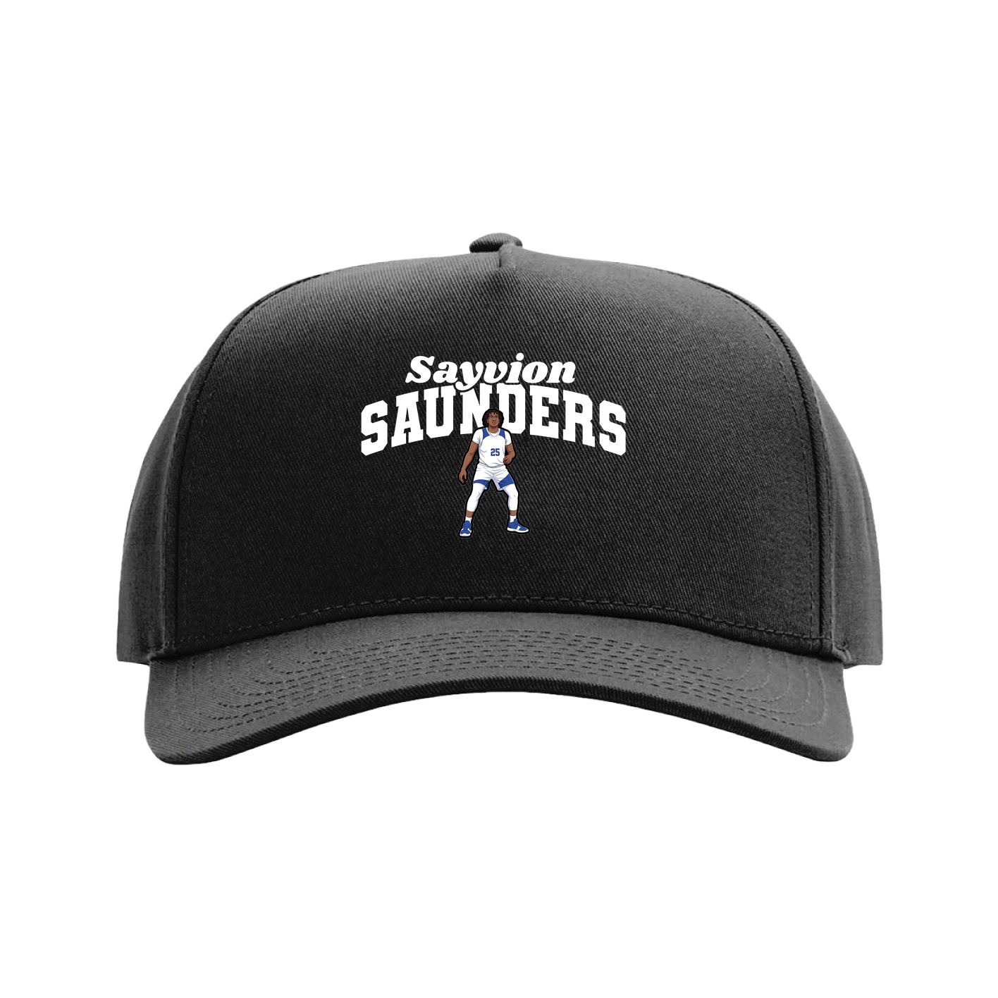 Full Fabric Five-Panel Champ Cap — Signature Arch in Black